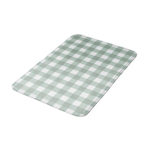 Bubble Frogs Gingham - sage laurel green plaid.  Bath Mat