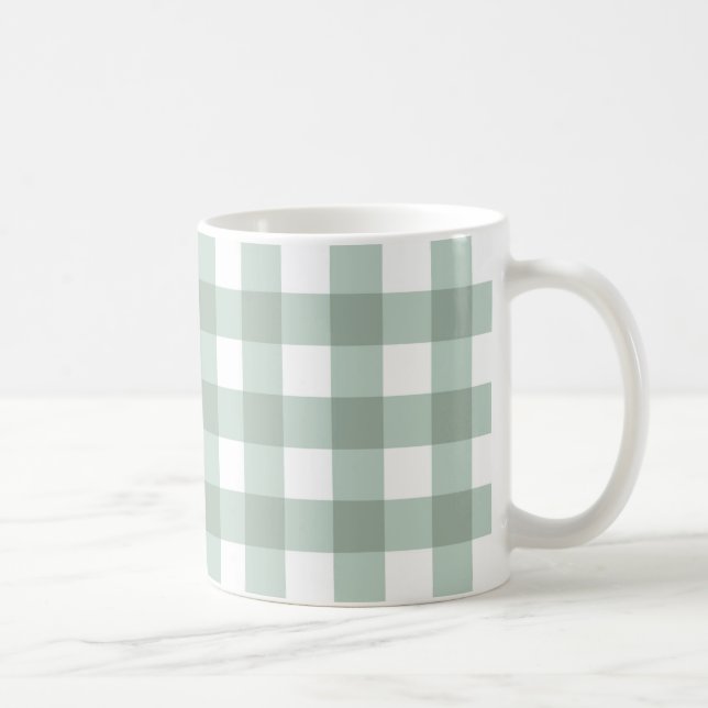 Bubble Frogs Gingham - sage laurel green plaid.  Coffee Mug (Right)
