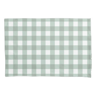 Bubble Frogs Gingham - sage laurel green plaid. Pillowcase