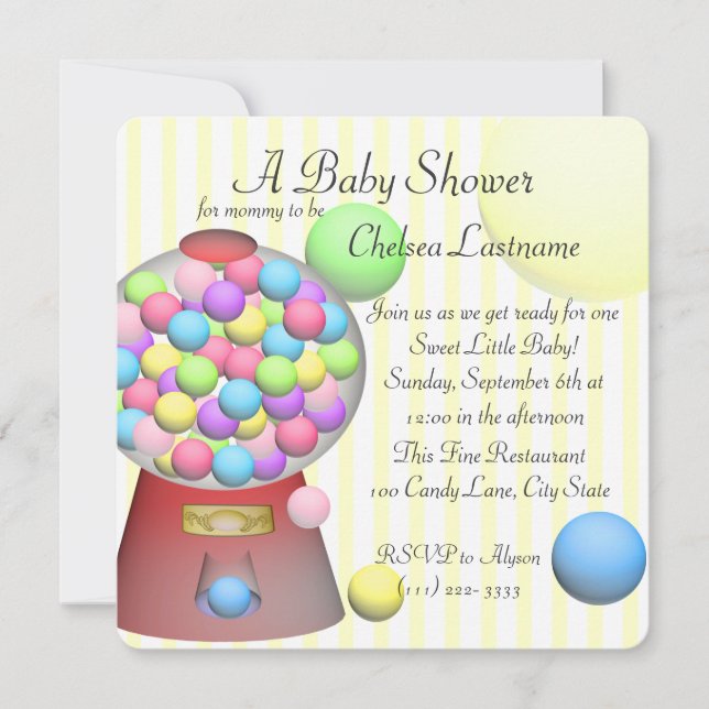 Bubble gum Baby Shower Invitation (Front)