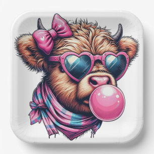 Bubble Gum Blowing Cow Paper Plate