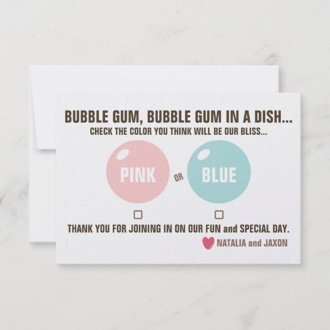 BUBBLE GUM BUBBLE GUM GENDER REVEAL BALLOT INVITATION (Front)