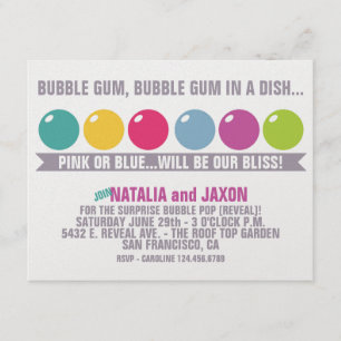 BUBBLE GUM BUBBLE GUM GENDER REVEAL INVITATION