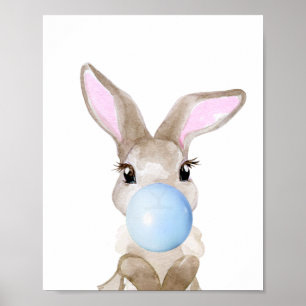 Bubble Gum Bunny Cub Nursery Child Woodland Poster