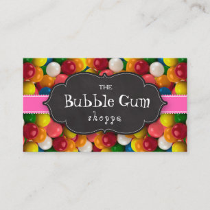 Bubble Gum Colourful Gumball Pink Stripe Business Card