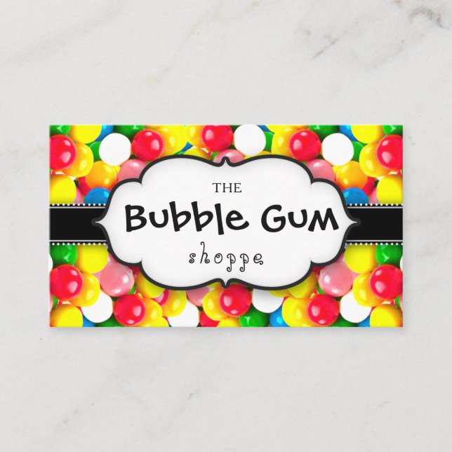 Bubble Gum Colourful Gumball White Strip Business Card (Front)
