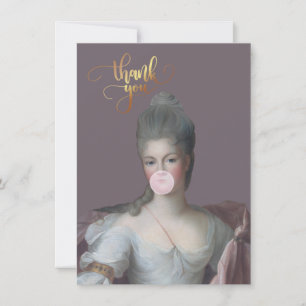 Bubble gum Diva blowing a pink bubble gum Thank You Card