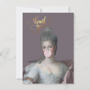 Bubble gum Diva blowing a pink bubble gum Thank You Card