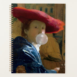 Bubble gum Diva in a red hat blowing a bubble gum Planner