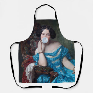 Bubble gum Diva in blue satin  Apron