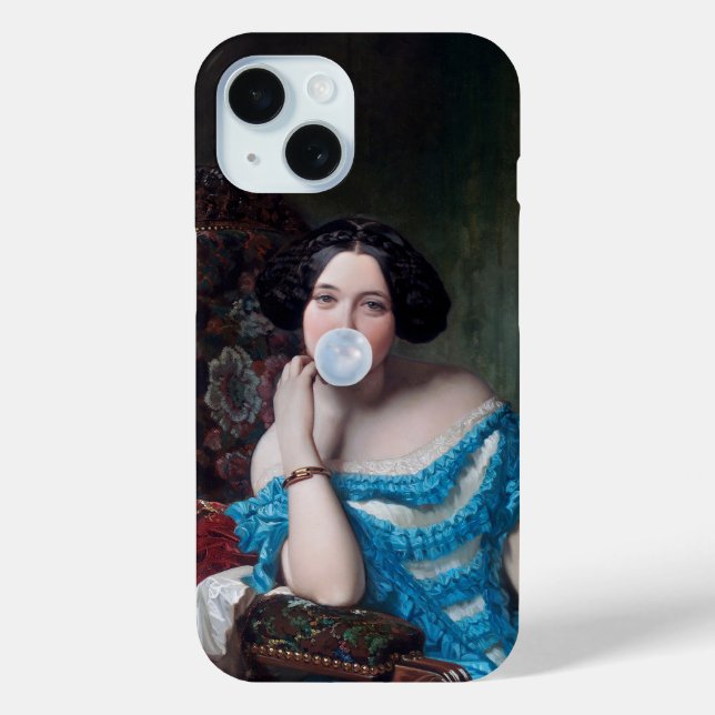 Bubble gum Diva in blue satin  Case-Mate iPhone Case (Back)