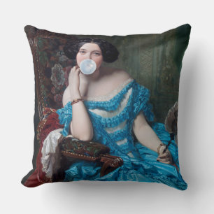Bubble gum Diva in blue satin  Cushion