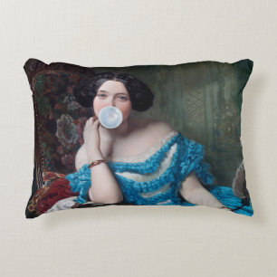Bubble gum Diva in blue satin Decorative Cushion
