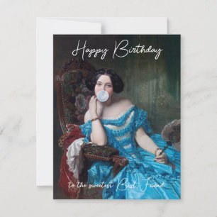 Bubble gum Diva in blue satin Happy Birthday