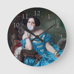 Bubble gum Diva in blue satin  Round Clock