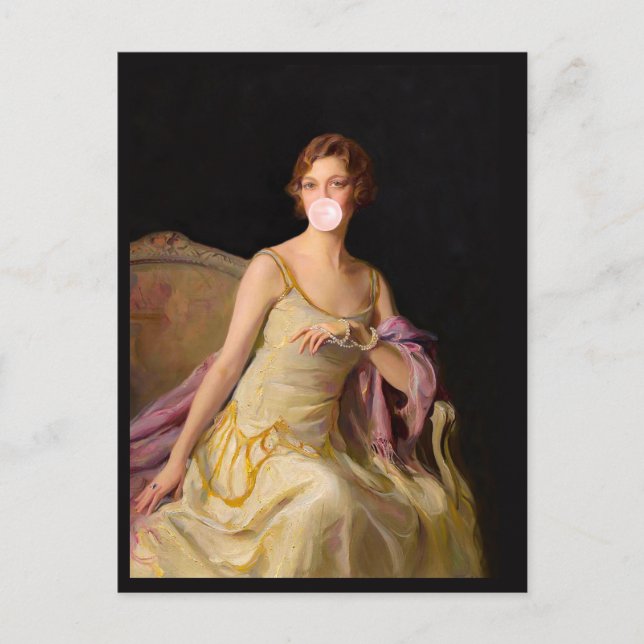 Bubble Gum Diva in Yellow Dress  Postcard (Front)