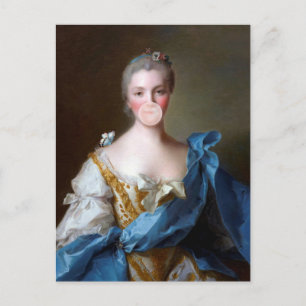 Bubble gum Diva with Blue Butterfly Postcard