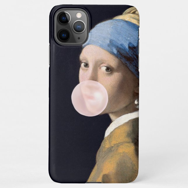 Bubble Gum Diva with Pearl Earring iPhone Case (Back)