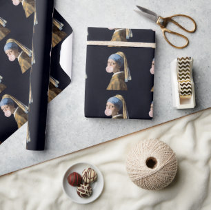 Bubble Gum Diva with Pearl Earring Wrapping Paper