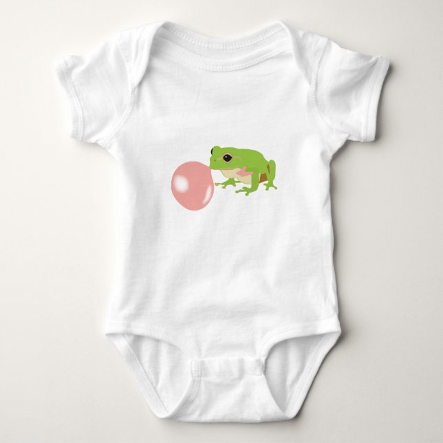 Bubble Gum Frog Blowing Bubble Baby Bodysuit (Front)