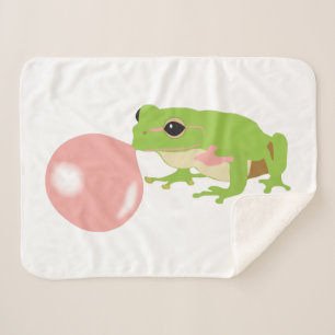 Bubble Gum Frog Blowing Bubble Sherpa Blanket