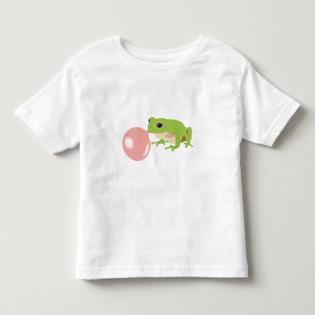 Bubble Gum Frog Blowing Bubble Toddler T-Shirt (Front)