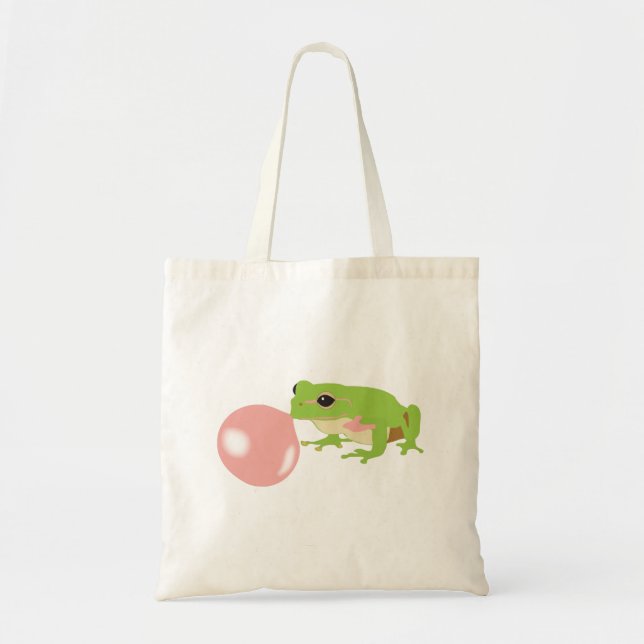 Bubble Gum Frog Blowing Bubble Tote Bag (Front)