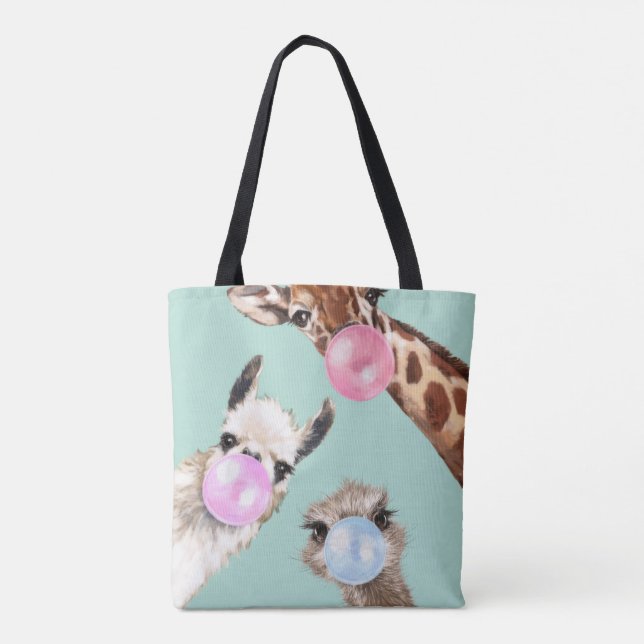 Bubble Gum Gang in Green  Tote Bag (Back)