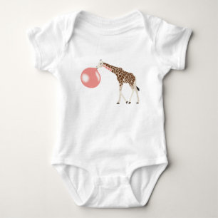 Bubble Gum Giraffe Blowing Bubble Baby Bodysuit