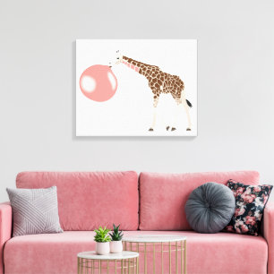 Bubble Gum Giraffe Blowing Bubble Canvas Print
