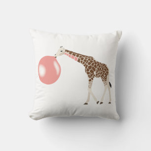Bubble Gum Giraffe Blowing Bubble Cushion