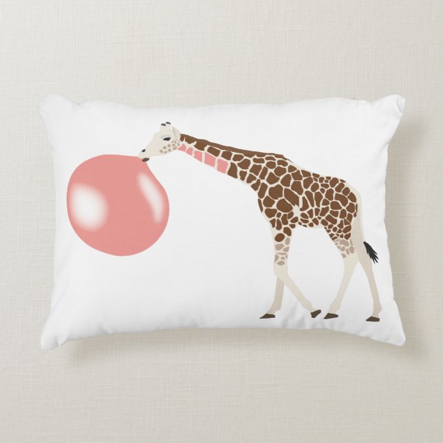 Bubble Gum Giraffe Blowing Bubble Decorative Cushion (Front)