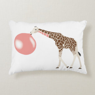 Bubble Gum Giraffe Blowing Bubble Decorative Cushion