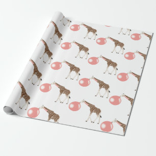 Bubble Gum Giraffe Blowing Bubble Wrapping Paper