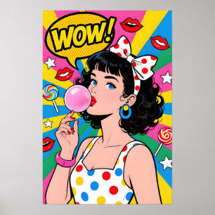 Bubble Gum Girl Pop Art Poster