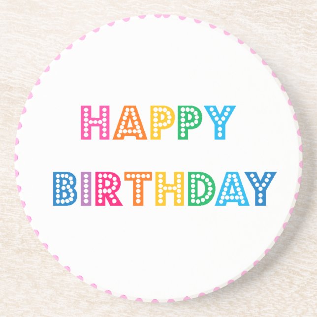 Bubble Gum Happy Birthday Party Coaster (Front)