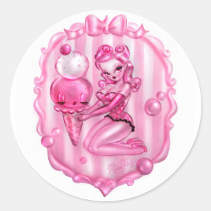 Bubble Gum Ice Cream Pin Up Classic Round Sticker