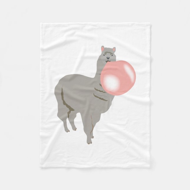 Bubble Gum Llama Blowing Bubble Fleece Blanket (Front)