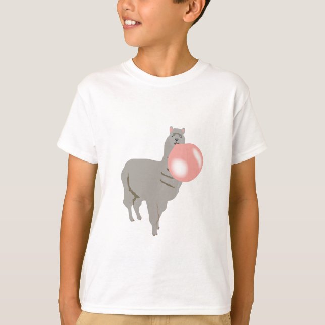 Bubble Gum Llama Blowing Bubble T-Shirt (Front)