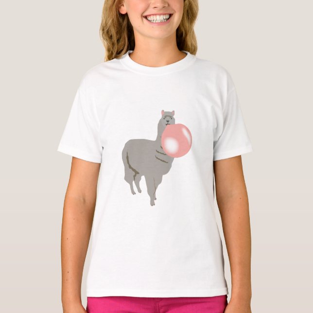Bubble Gum Llama Blowing Bubble T-Shirt (Front)