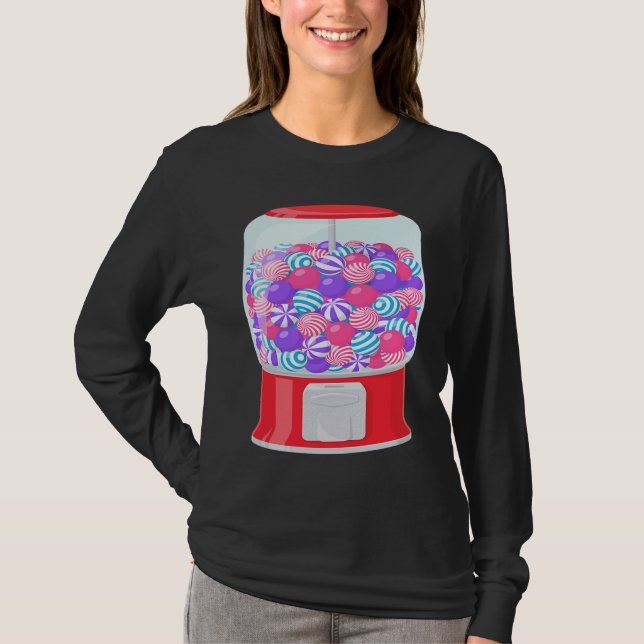 Bubble Gum Machine Gumball Machine Rainbow Hallowe T-Shirt (Front)