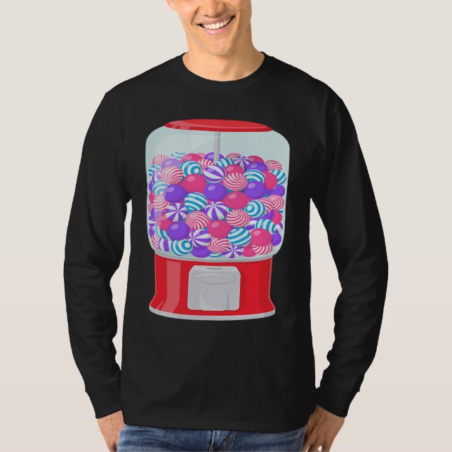 Bubble Gum Machine Gumball Machine Rainbow Hallowe T-Shirt (Front)