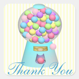 Bubble Gum Machine Thank You Square Sticker