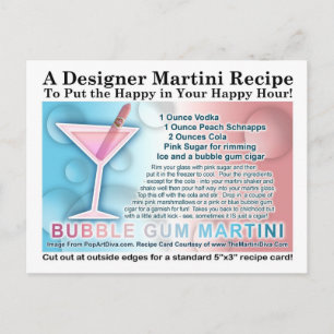 Bubble Gum Martini Opus One Recipe Card Postcard