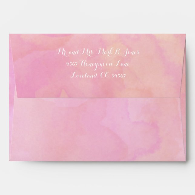 Bubble Gum Pink Abstract Watercolor Pattern Envelope (Back (Top Flap))