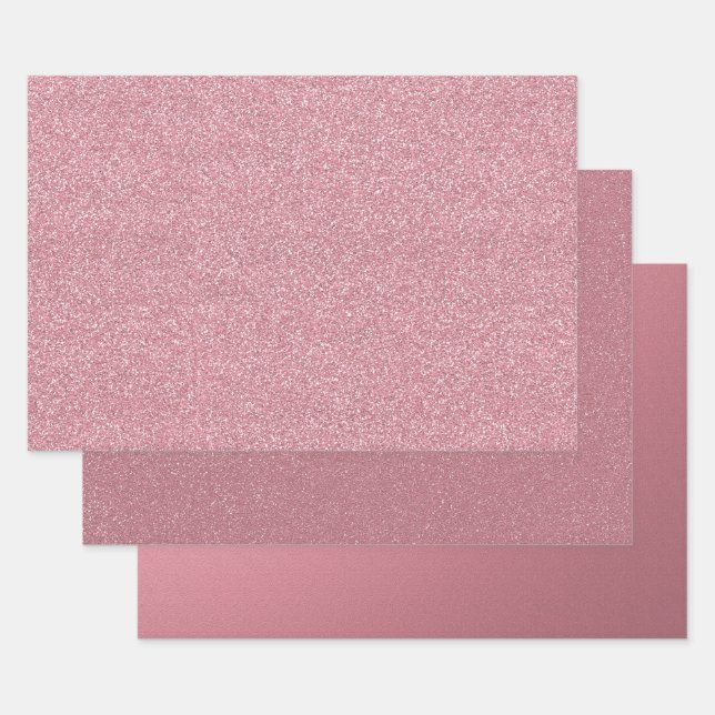 Bubble Gum Pink Glitter Wrapping Paper Sheet (Set)