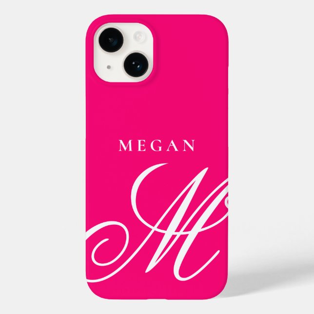 Bubble gum pink monogram Case-Mate iPhone 14 case (Back)