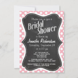 Bubble Gum Pink Polka Dots; Retro Chalkboard Invitation