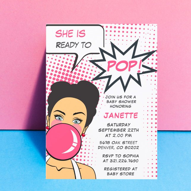 Bubble Gum Ready to Pop Girl Baby Shower Invitation (Creator Uploaded)