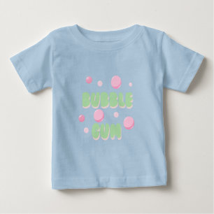 Bubble Gum Retro Mint and Pink Typography Baby T-Shirt